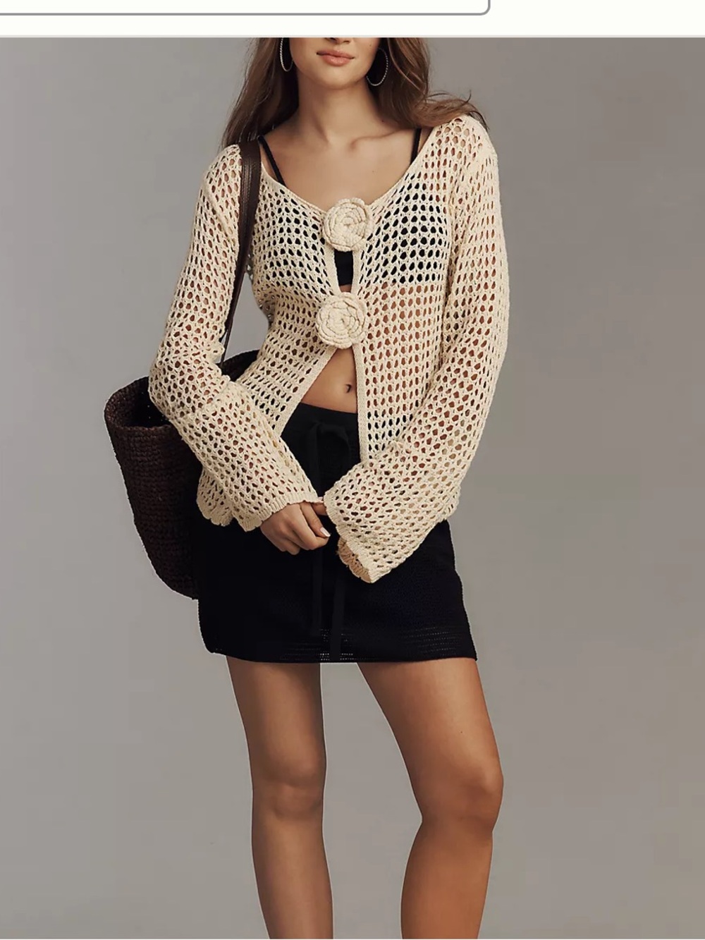 Anthropologie / Blithe LA Open-Knit Cream Crochet Cardigan Sweater XS/S NWT